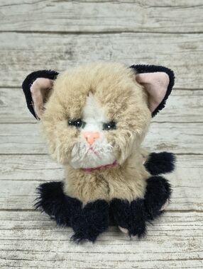 Vintage 1992 Tyco Kitty Kitty Kittens Collar Plush Purr Rattle Tan Black EUC